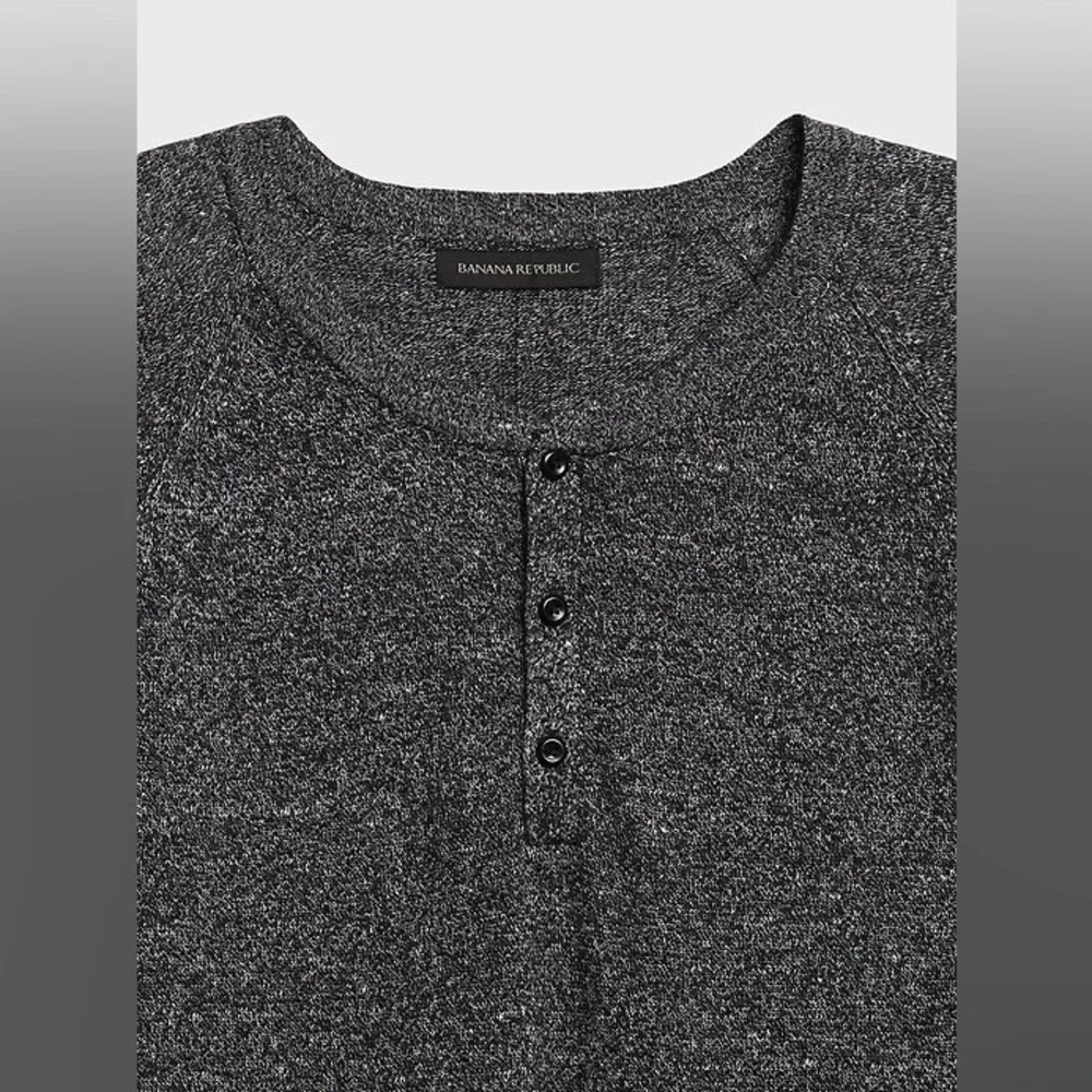 NWT BANANA REPUBLIC LINEN-WOOL-CASHMERE HENLEY SWEATER/LIGHT GRAY
